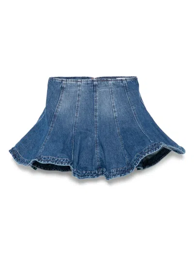 Msgm Denim Mini Skirt In Blue