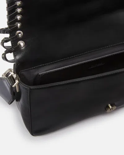 Pinko Soft Love Bag Slouchy Shoulder Bag With Fringes In Nero Limousine-brushed Silver