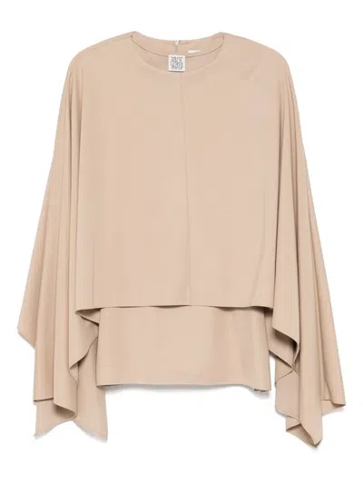 Goen J Draped-cape Tank Top In Neutrals