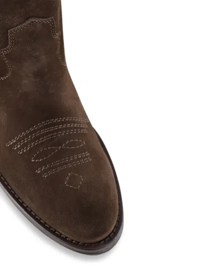 绒面皮西部风及踝靴