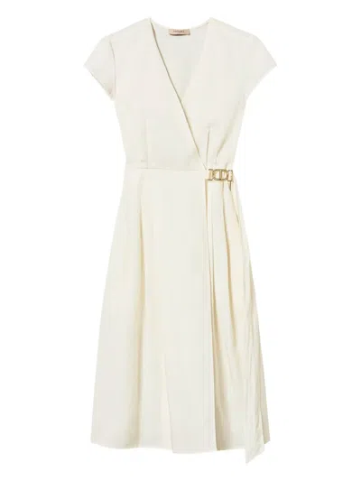 Twinset Twimset Logo Plaque Dress In White