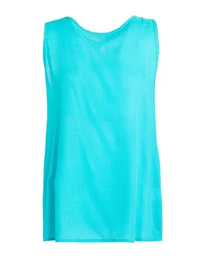 Siste's Woman Top Turquoise Size M Viscose In Blue