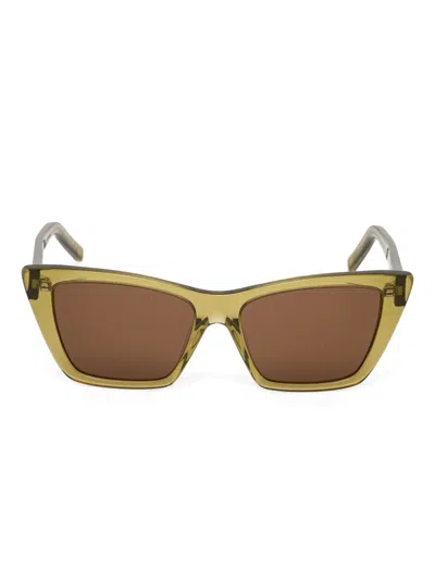 Saint Laurent Cat-eye Acetate Sunglasses In Green