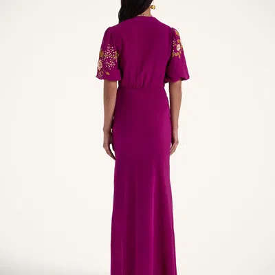 La Doublej Marlene Dress Embroidered Solid In Solid Purple
