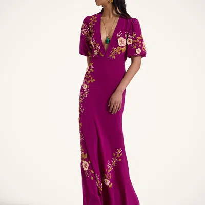 La Doublej Marlene Dress Embroidered Solid In Solid Purple