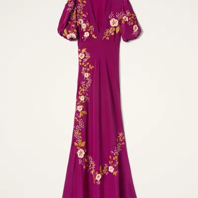 La Doublej Marlene Dress Embroidered Solid In Solid Purple
