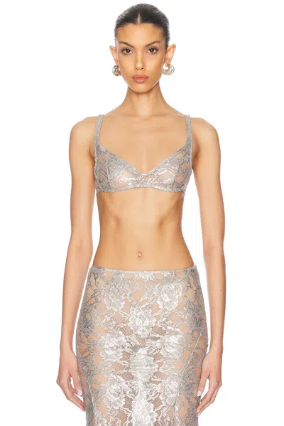 Attico Grey Lace Bra In Silver