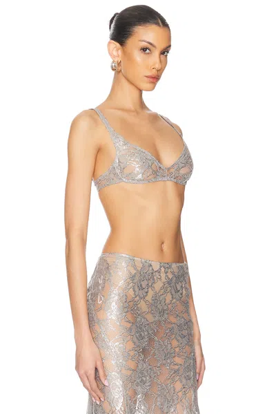 Attico Grey Lace Bra In Silver