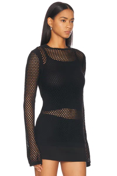 Helmut Lang Mesh Long Sleeve Top In Black