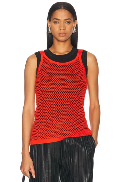Helmut Lang Scoop-neck Mesh Tank Top In Orange