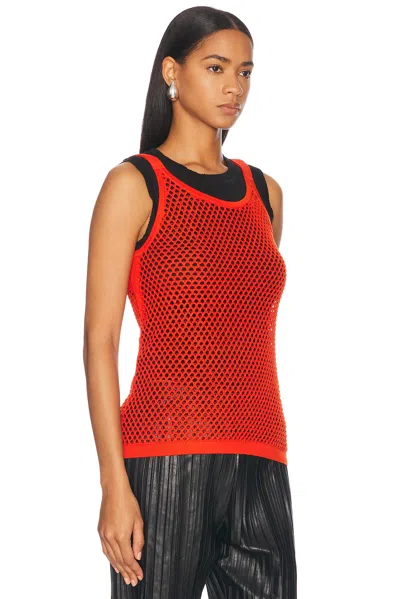 Helmut Lang Scoop-neck Mesh Tank Top In Orange