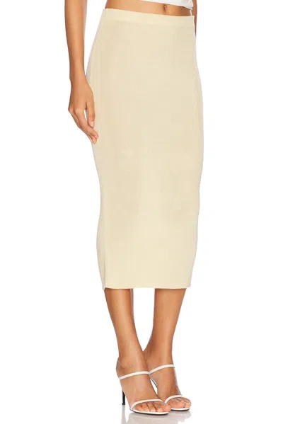 Self-portrait Viscose Knit Midi Skirt In Yellow