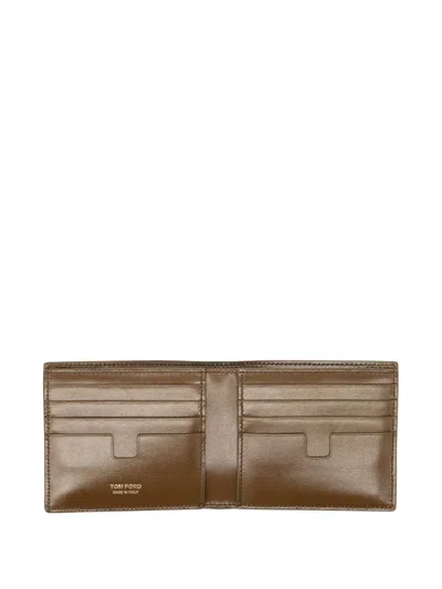 Tom Ford Printed Python Classic Bifold Wallet In Brown