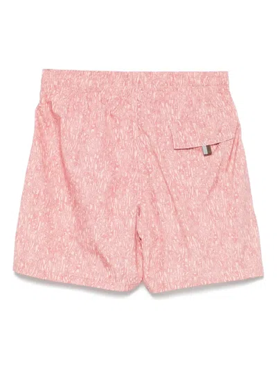 Canali Straight-leg Mid-length Printed Swim Shorts In Pink