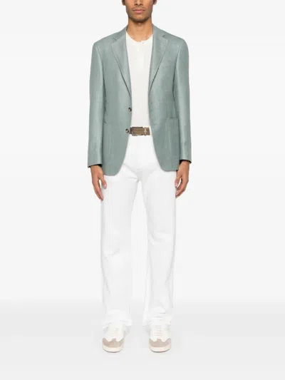 Canali Interwoven Blazer In Blue