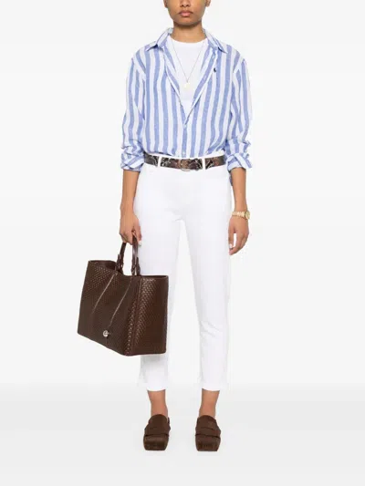 7 For All Mankind Calie Straighnt Cropped Jeans In White