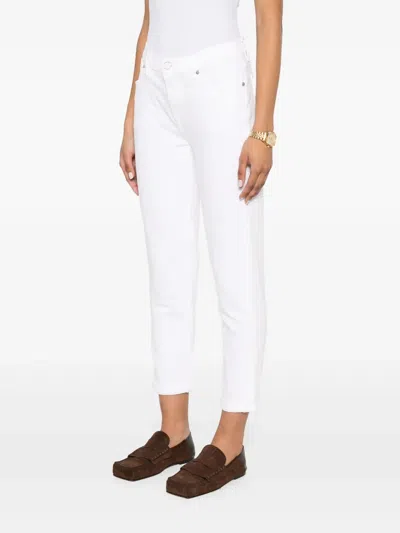 7 For All Mankind Calie Straighnt Cropped Jeans In White