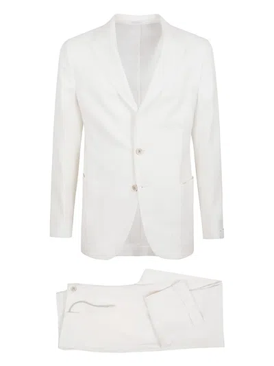 Eleventy Modern Fit White Suit With Notch Lapel In White