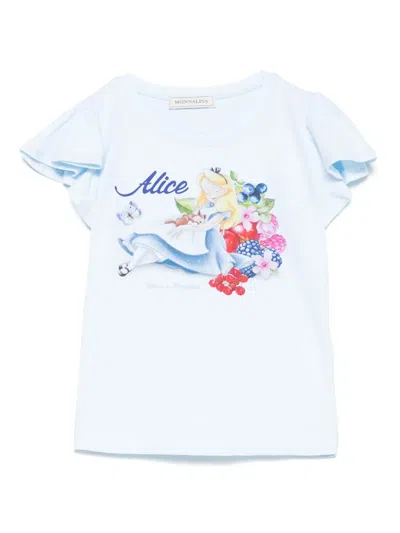 Monnalisa Alice T-shirt Mit Rüschenärmeln In Blue