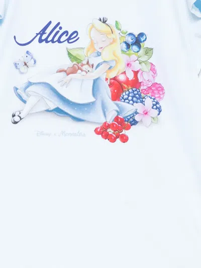 Monnalisa Alice T-shirt Mit Rüschenärmeln In Blue