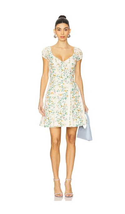 Agua By Agua Bendita Mati Chinesis Floral-print Pleated Cotton Mini Dress In Cream