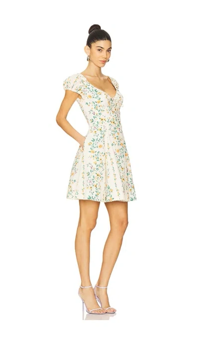 Agua By Agua Bendita Mati Chinesis Floral-print Pleated Cotton Mini Dress In Cream