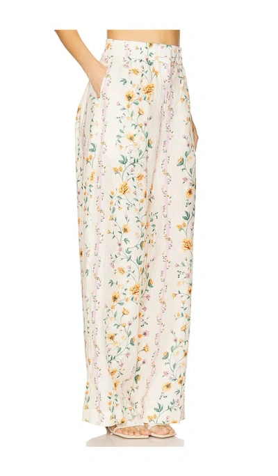 Agua By Agua Bendita Totoa Chinesis Floral-print Linen Wide-leg Pants In Cream