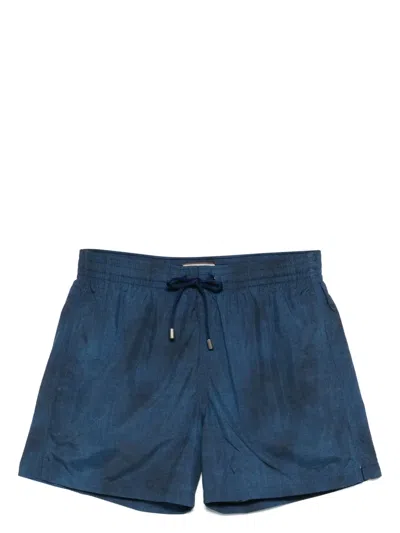 Canali Drawstring Swim Shorts In Blue