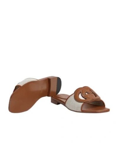 Gucci Gg Interlocking Slide Sandal In Brown