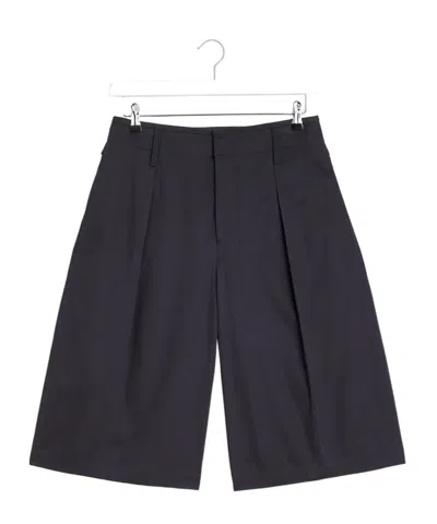 Lemaire Men Cotton Shorts With Maxi Pleats In Gray