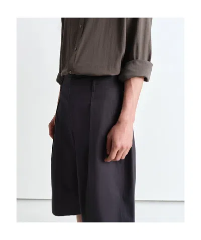 Lemaire Men Cotton Shorts With Maxi Pleats In Gray
