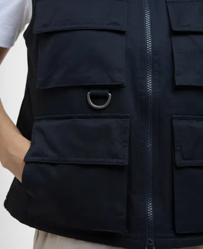 Barbour Utility Vest Multiple Pockets In Dark Navy Blue/light Sand