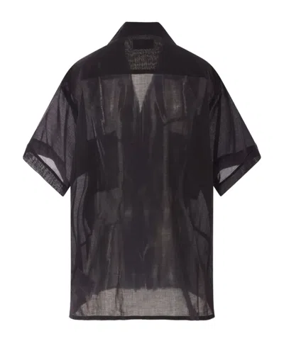 Magliano Cotton Shirt With Patch Pockets And Sheer Fabric In Black