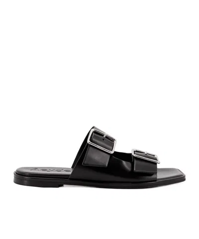 Aeyde Tonya Leather Sandals With Double Strap In Black