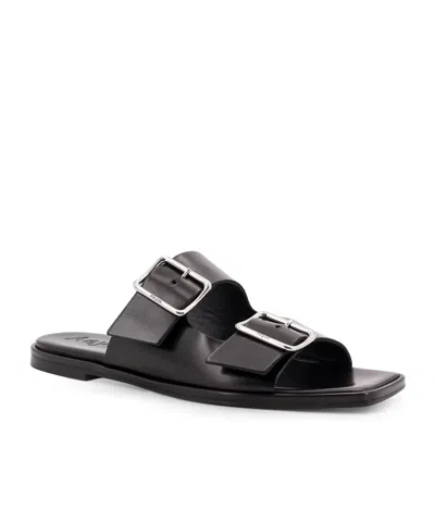Aeyde Tonya Leather Sandals With Double Strap In Black