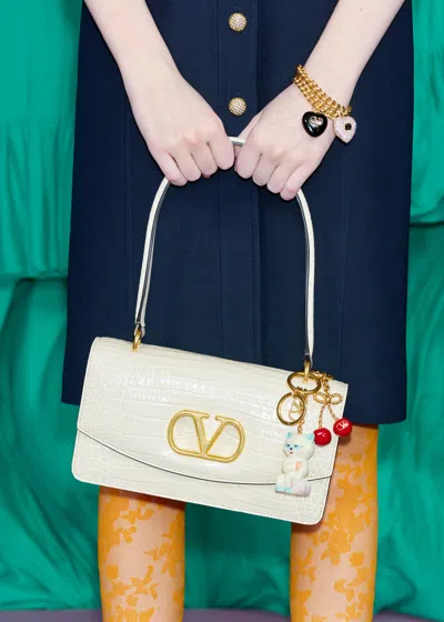 Valentino Garavani Portachiavi Le Chat De La Maison Multicolor In Metallo E Nylon Donna In Gold