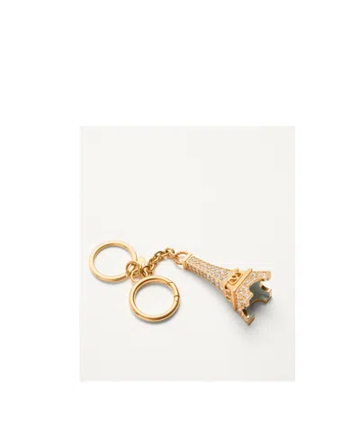 Valentino Garavani Vlogo Siganture Eiffel Tower Charm Keyring In Gold