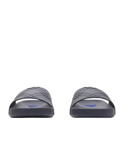 Burberry Embossed Check Dive Slides In Magnet