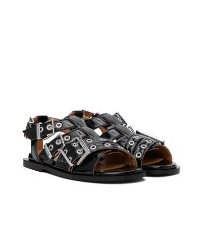 Ganni Women's Feminine Buckle Sandals In Black