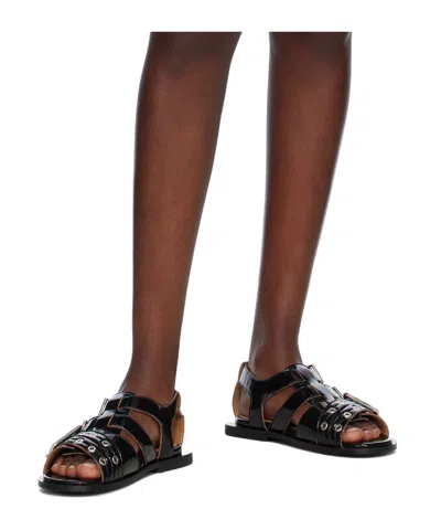 Ganni Women's Feminine Buckle Sandals In Black