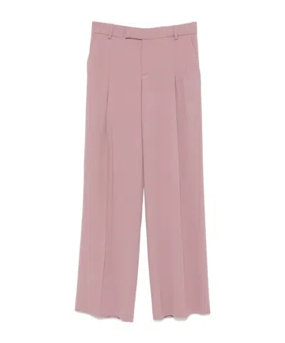 Federica Tosi Wide Leg Pleated Trousers With Belt Loops In Mauve
