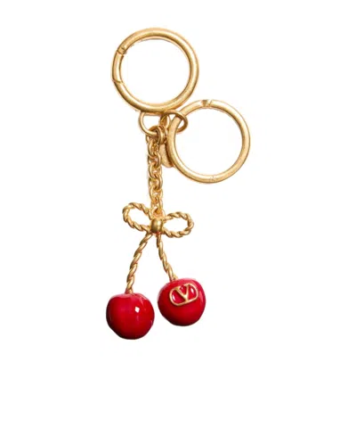 Valentino Chez  Vlogo Key Chain Bag Charm In Gold