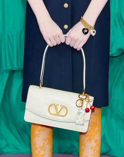 Valentino Chez  Vlogo Key Chain Bag Charm In Gold
