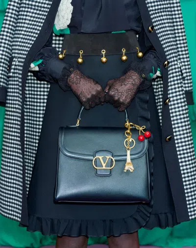 Valentino Chez  Vlogo Key Chain Bag Charm In Gold