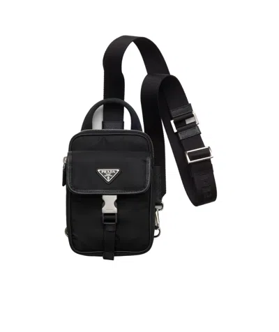 Prada Re-nylon And Saffiano Leather Smartphone Case In Black