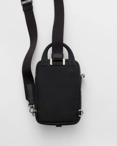 Prada Re-nylon And Saffiano Leather Smartphone Case In Black