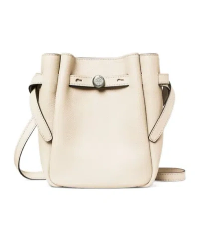 Tory Burch Romy Pebble Leather Phone Crossbody Bag In Light Cream