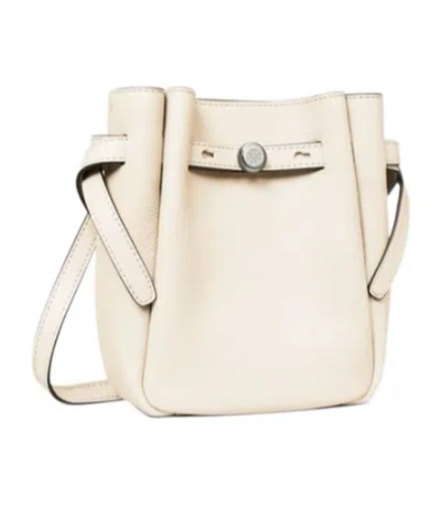 Tory Burch Romy Pebble Leather Phone Crossbody Bag In Light Cream