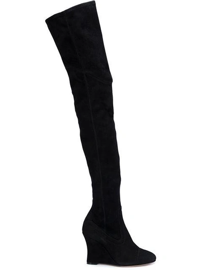 Shop Alchimia Di Ballin Thigh-high Wedge Boots - Black