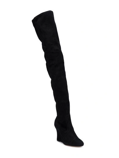Shop Alchimia Di Ballin Thigh-high Wedge Boots - Black